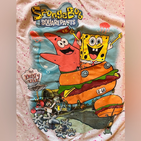 SpongeBob SquarePants tee pink paint splatter M - Picture 4 of 4